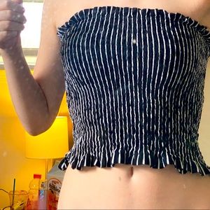 white abs black stripped tube top